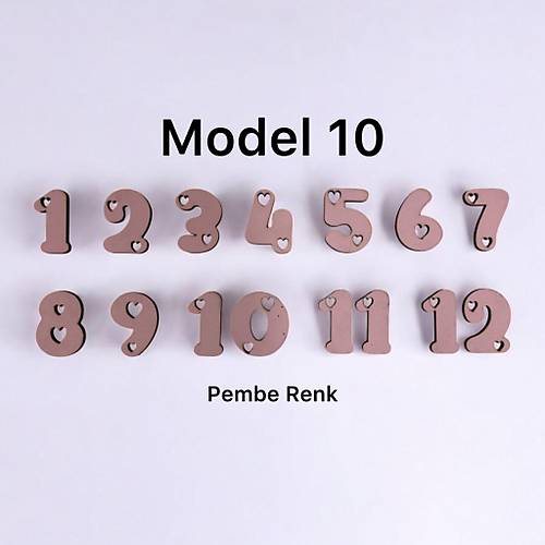 PELNCE - Ahap Kontraplak, Lazer Kesim, Duvar Saati Rakam Seti - Kalpli Model - Ykseklik 3 cm