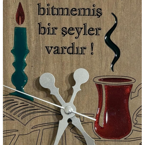 Ahap Desen Duvar Saati - ay iyorsanz - Epoksi Reine Kaplamal - 40 cm