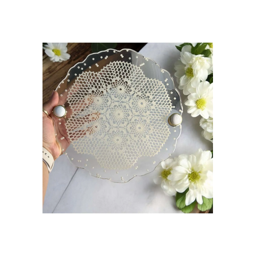 Epoksi Reine Dantelli Tepsi - ncili - ap: 25 cm
