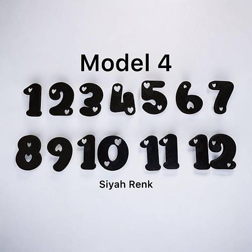 PELNCE - Ahap Kontraplak, Lazer Kesim, Duvar Saati Rakam Seti - Kalpli Model - Ykseklik 3 cm