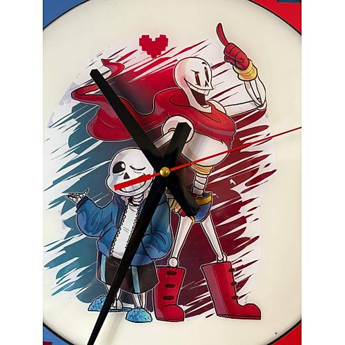 PELNCE KIDS - Undertale Sans ve Papyrus ( Papirus ) Temal ocuk Odas Duvar Saati - 40 cm
