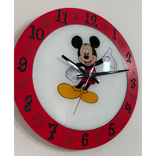 PELNCE KIDS - Mickey Mouse Temal Ahap ocuk Odas Duvar Saati - 40 cm