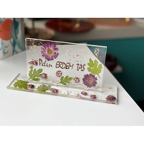 Kiiye zel Masa st simlik - Epoksi Reine - Mor Model