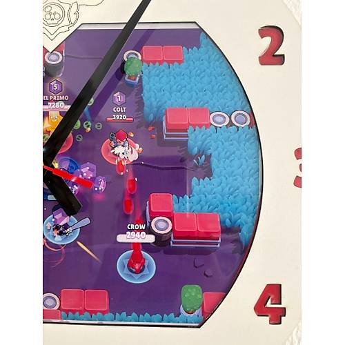 PELNCE KIDS - Brawl Stars Ekran Temal - ocuk Odas Duvar Saati - 40 cm (Ahap ve  Epoksi)