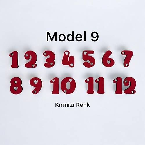PELNCE - Ahap Kontraplak, Lazer Kesim, Duvar Saati Rakam Seti - Kalpli Model - Ykseklik 3 cm