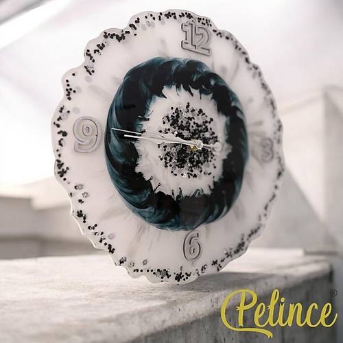 Epoksi Reine Duvar Saati - Boncuklu - ap 33 cm