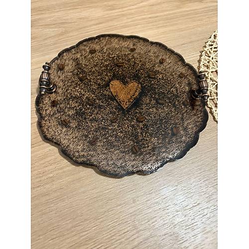 Kahve ekirdekli Epoksi Reine Tepsi - Ahap Kalpli - 25 cm - Seri 2