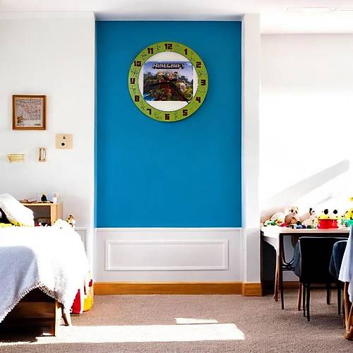 PELNCE KIDS - Minecraft Temal ocuk Odas Duvar Saati - 40 cm