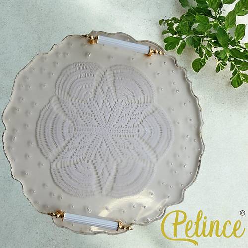 Epoksi Reine Dantelli Tepsi - Dantelli ncili - ap: 33 cm