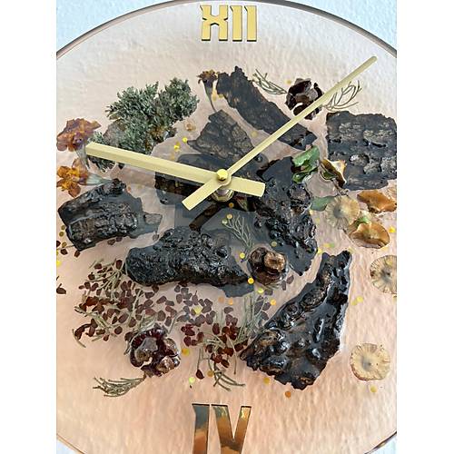 PELNCE - Doal Aa Kabuklu Epoksi Duvar Saati (zel Tasarm - Tek retim - Versiyon II) - 30 cm