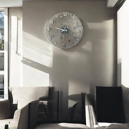 PELNCE - Gri Zeminli Metal Motifli Epoksi Duvar Saati - 30 cm