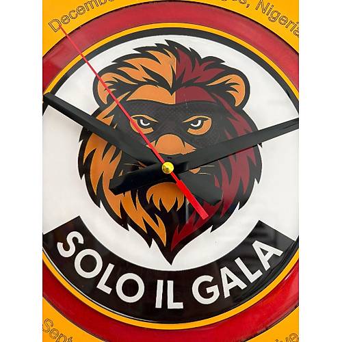 PELNCE - Osimhen Solo Il Gala Sar Renk - Taraftar Duvar Saati (Ahap & Epoksi) - 40 cm