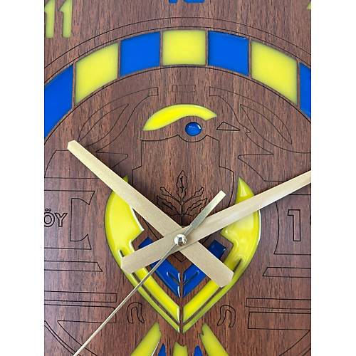 Ahap zeri Epoksi Reine Kaplamal - Taraftar Duvar Saati - Fenerbahe ubuklu Kanarya - 40 cm