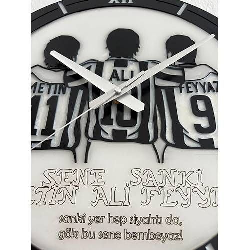 PELNCE - Sene Sanki Metin Ali Feyyaz - Taraftar Duvar Saati (Ahap & Epoksi) - 40 cm