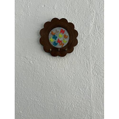 PELNCE - Renkli Kelebek Figrl - Epoksi Ahap Anahtar Askl (Tek rn) - ap: 18 cm