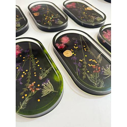 PELNCE - El Yapm 6'l Epoksi Sunumluk -  Kurutulmu iekli - Ebatlar: 17,5 x 9,5 cm