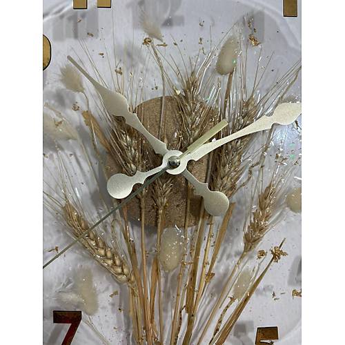 Pelince - Kurutulmu Doal Baakl Epoksi Duvar Saati - 30 cm - Gold Seri