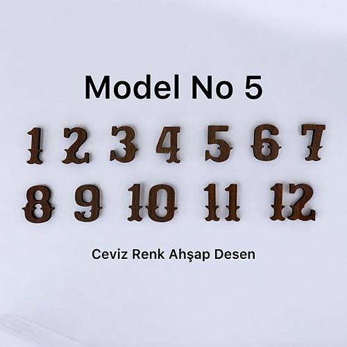 PELNCE - Ahap Kontraplak Lazer Kesim Duvar Saati Rakam Seti - Retro Model - Ykseklik 3 cm