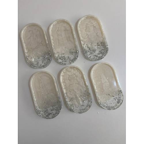 PELNCE - El Yapm 6'l Epoksi Sunumluk - nci Beyaz Gm Varakl - Ebatlar: 17,5 x 9,5 cm