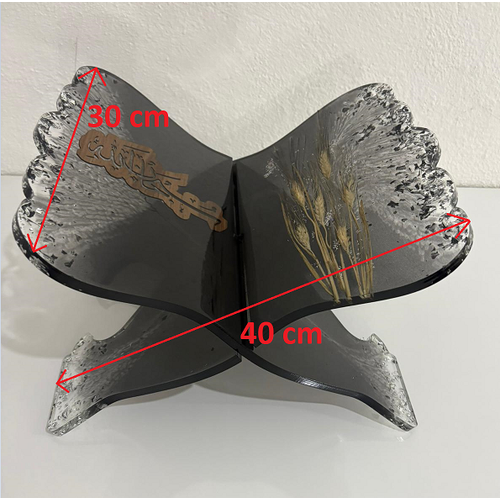 Siyah Epoksi Reine Baak Figrl ve Yaz Motifli Kelebek Rahle (zel Tasarm - Tek retim) - 40x30 cm