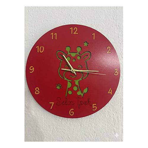 Kiiye zel simli ocuk Odas Duvar Saati | Lazer Kesim Ahap Kre Anasnf Dekoru | 30 cm