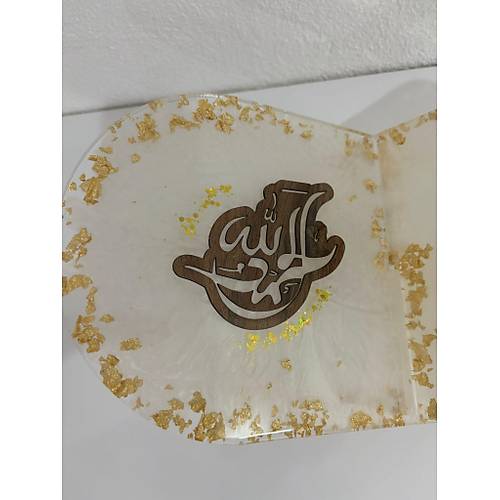 effaf Altn Varakl Ortanca iekli ve Yaz Motifli Epoksi Reine Rahle (zel Tasarm - Tek retim) - 37x19 cm