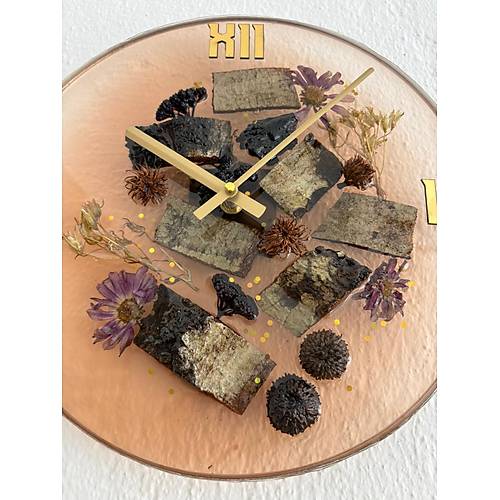 PELNCE - Doal Aa Kabuklu Epoksi Duvar Saati (zel Tasarm - Tek retim - Versiyon VI) - 30 cm