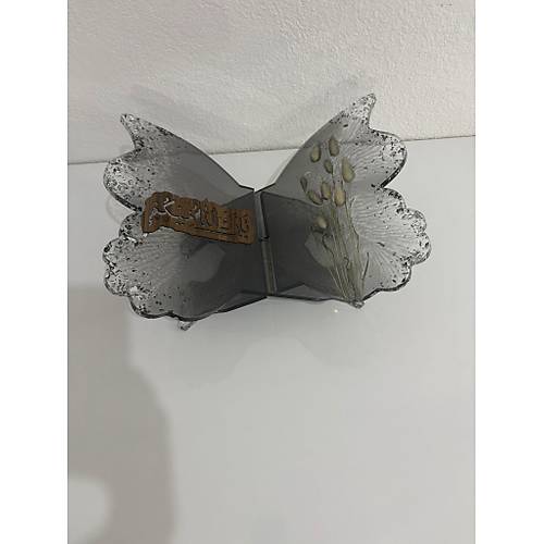 Siyah Epoksi Tavankuyruu Otlu ve Yaz Motifli Kelebek Rahle (zel Tasarm - Tek retim) - 35x31 cm