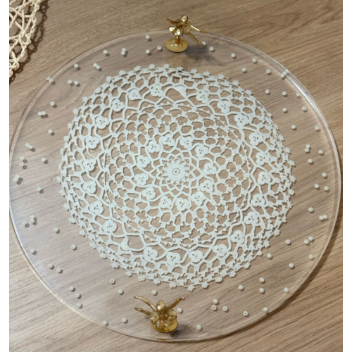 Epoksi Reine Nian Tepsisi - Dantel ve ncili - Balerin Kulp - ap: 30 cm