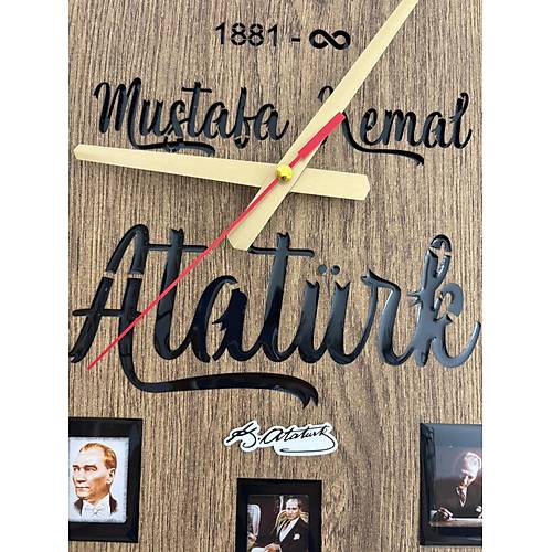 PELNCE - Mustafa Kemal Atatrk Temal Duvar Saati (Ahap & Epoksi) - 40 cm