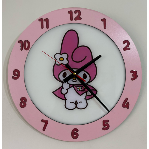 My Melody Duvar Saati - Hello Kitty Evreni Tasarm - Ahap Lazer Kesim Epoksi - 40 cm - Pelince Kids