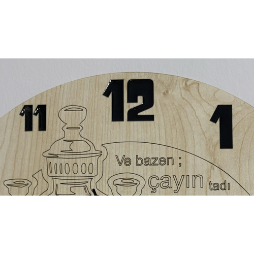 Ahap Desen Duvar Saati - ayn Tad - Epoksi Reine Kaplamal - 40 cm