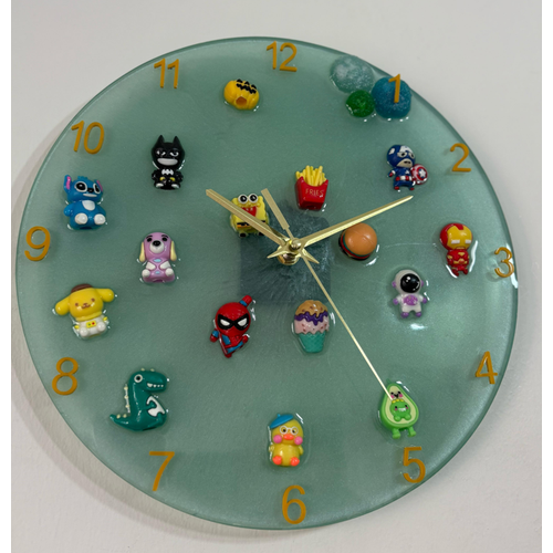 PELNCE KIDS - ocuk Odas Duvar Saati - Epoksi Reine - Yeil - 30 cm
