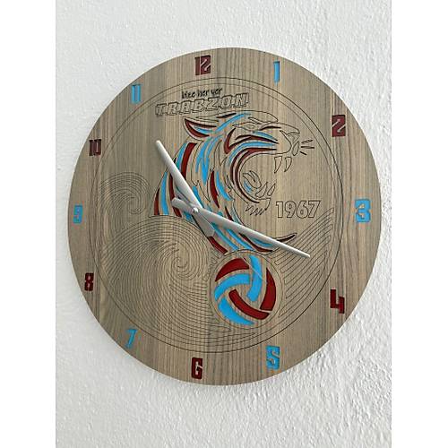 PELNCE - Trabzon Taraftar Temal Ahap Duvar Saati (Kaplan & Karadeniz Frtnas) - 40 cm