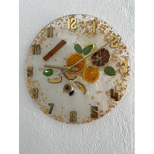 PELNCE - Narenciye ve Meyve Temal Epoksi Mutfak Duvar Saati - Beyaz I - 30 cm