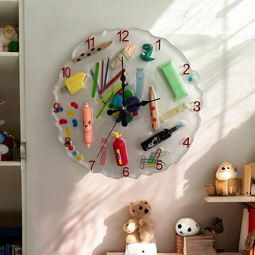 Epoksi Reine Duvar Saati - ocuk Odas - ap : 30 cm