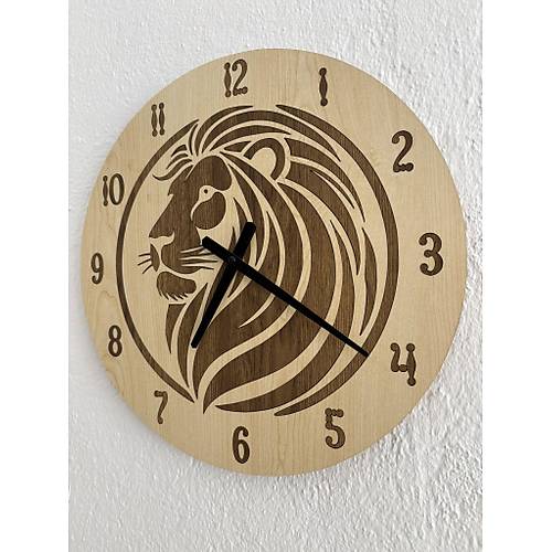 Safari Serisi - Aslan - Ahap Duvar Saati - 40 cm