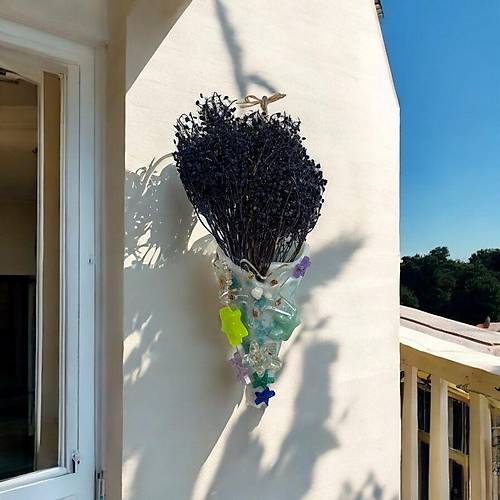 PELNCE - Balkon Ss Klah, Yldzl Model - Askl Balkon Vazosu - Duvar ieklii - Epoksi Dkm