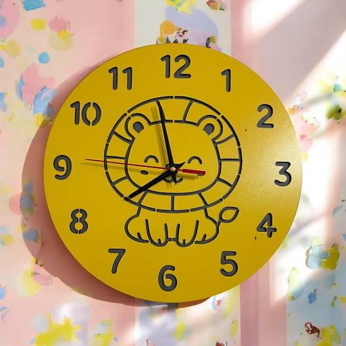 PELNCE KIDS - Aslan Temal Ahap ocuk Duvar Saati - 30 cm