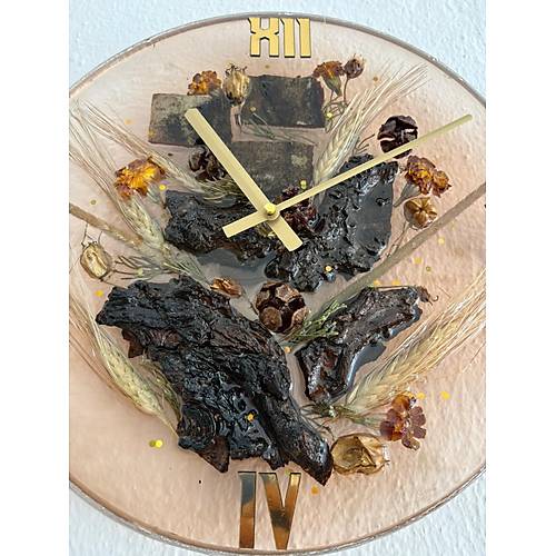 PELNCE - Doal Aa Kabuklu Epoksi Duvar Saati (zel Tasarm - Tek retim - Versiyon VII) - 30 cm
