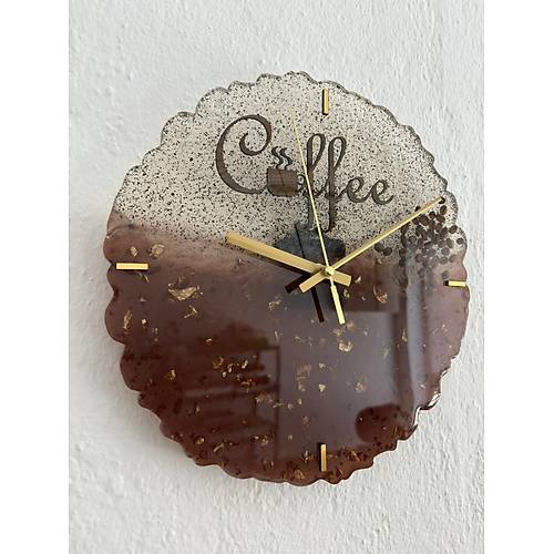PELNCE - Coffee (Kahve) Temal Epoksi Duvar Saati (zel Tasarm - Tek retim) - 30 cm