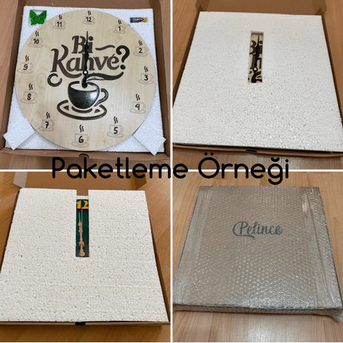 Ahap Desen Duvar Saati - Dur Yolcu, anakkale Geilmez - Epoksi Reine Kaplamal - 40 cm