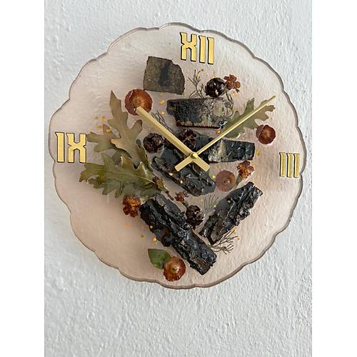 PELNCE - Doal Aa Kabuklu Epoksi Duvar Saati (zel Tasarm - Tek retim - Versiyon V) - 30 cm