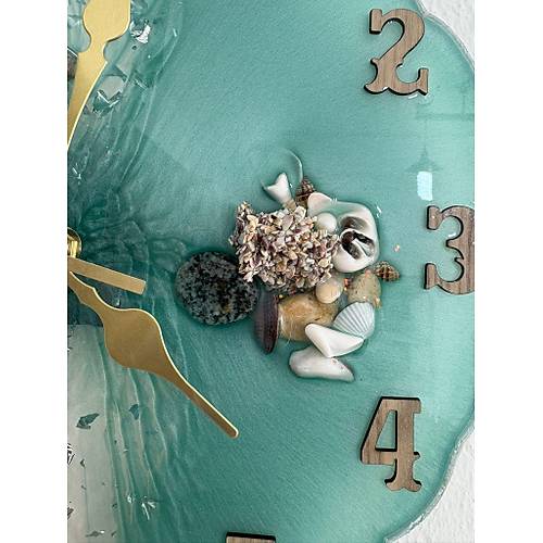 PELNCE - Deniz Temal Epoksi Duvar Saati (Deniz Yldz, Kabuk & Talarla) - 30 cm