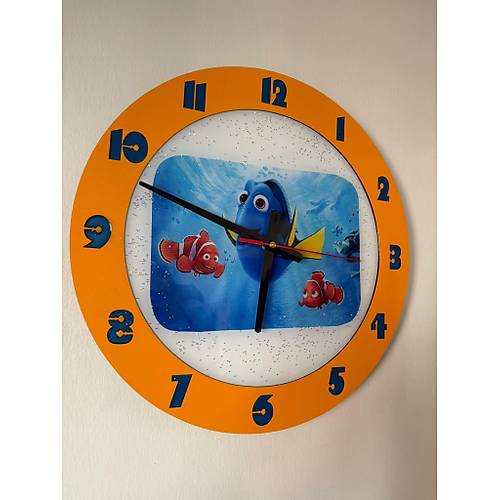 PELNCE KIDS - Finding Nemo & Dory ( Kayp Balk Nemo ) Temal ocuk Odas Duvar Saati - 40 cm