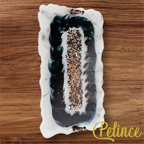 Epoksi Reine Boncuklu Tal Tepsi - Boncuklu - Eni: 21 cmBoyu: 35 cm