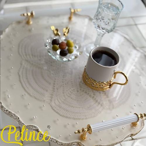 Epoksi Reine Dantelli Tepsi - Dantelli ncili - ap: 33 cm