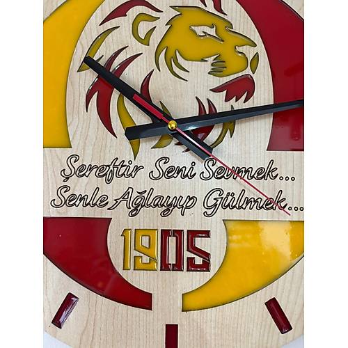 Ahap - Epoksi Reine Kaplamal - Taraftar Duvar Saati - Galatasaray 5 Yldz Paral - 40 cm