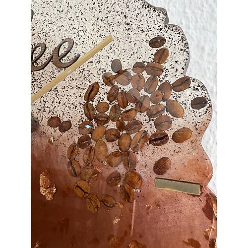 PELNCE - Coffee (Kahve) Temal Epoksi Duvar Saati (zel Tasarm - Tek retim) - 30 cm