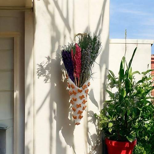 PELNCE - Balkon Ss Klah, Kelebek Model - Askl Balkon Vazosu - Duvar ieklii - Epoksi Dkm